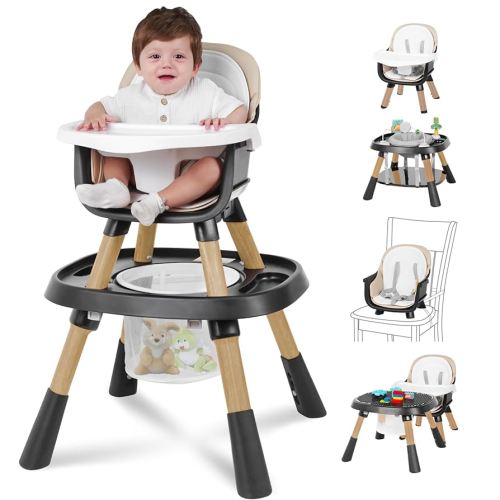 Baby High Chair, 15 in 1 Convertible High Chairs for Babies and Toddlers, Easy Clean High Chair for Baby, Babies Feeding Chair for 6-72 Months(Black)