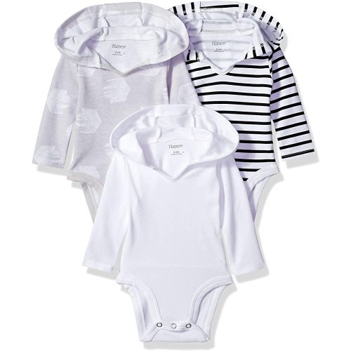 Hanes Ultimate Baby Flexy 3 Pack Hoodie Bodysuits