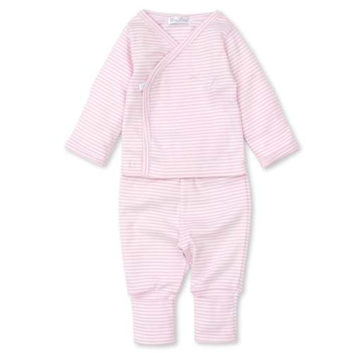 Classic Rib Pink Stripe Footed Pant Set