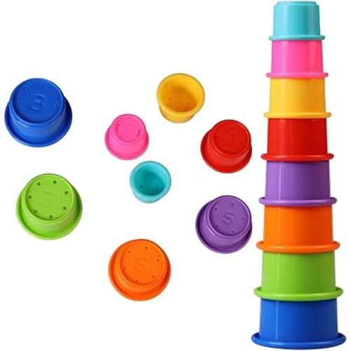Colorful Stacking Cups for Babies and Toddlers, 8 PCS Nesting and Stackable Cups for Bath, Beach, Montessori Play, Early Learning and Fine Motor Skill Development - 8 Count