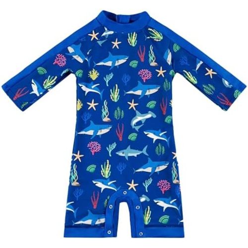 upandfast Baby Boys/Girls Zipper Swimwear with Snap Bottom UPF 50+ Sun Protection Toddler One Piece Swimsuit