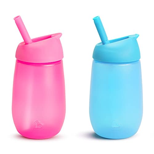 Munchkin Simple Clean Straw Cup, 10 Ounce, 2 Pack, Pink/Blue,2 Count (Pack of 1)