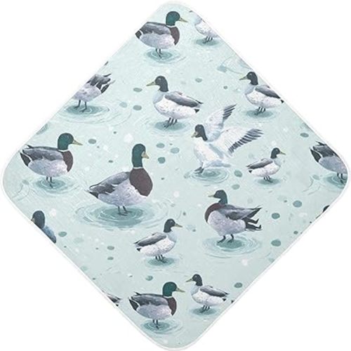 Pigsaly Cute Mallard Ducks Hooded Baby Towel Farmhouse Animals Baby Bath Towel Unisex Toddlers Hooded Towels Cotton Boy Washcloths Girl Shower Towel for Infant Newborn 30 x 30 in
