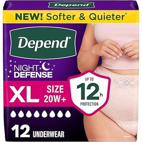 Depend Night Defense Adult Diapers for Women, XL, 12 Count