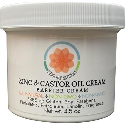 Zinc and Castor Oil Cream – Non-Nano and Non-Gmo Barrier Cream 4.5 oz
