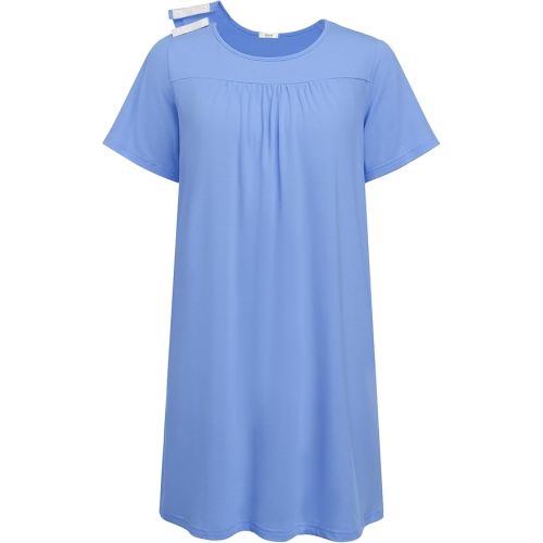 Deyeek Hospital Gowns for Women Tear Away Snap Open Back Dress Post Shoulder Surgery Dresses Soft Adaptive Clothing Nightgown