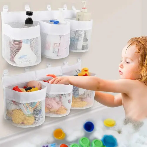 2 Pack Bath Toy Storage Bag, Bath Toy Hanging Organizer Net, Bath Toy Mesh Bag, Storage and Sorting Of Toys, Ideal for Bathroom Organizer