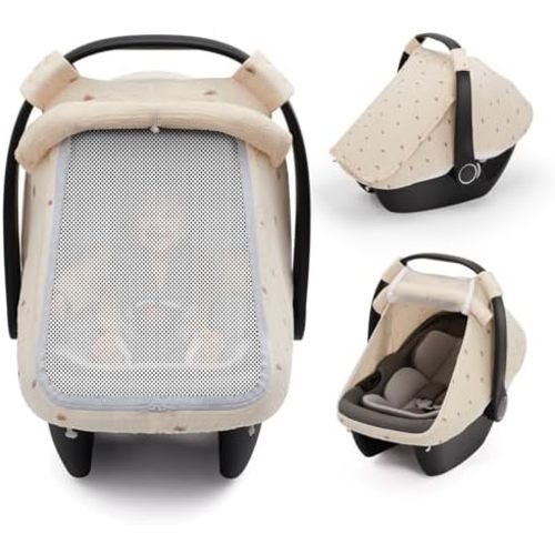 Blissful Diary Muslin Baby Car Seat Cover, Infant Canopy, Sunshine