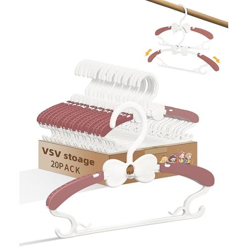 VSV stoage Cintres pour bébé, cintres pour enfants avec crochets empilables, cintre pour vêtements de bébé avec bras ajustables de 28-37 cm, cintres pour vêtements pour bébé pour robe de fille
