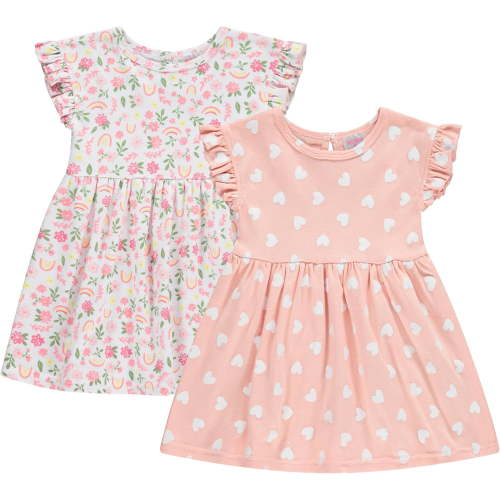 Cudlie Baby Girls’ 2-Pack Cotton Dresses – Charming and Adorable Prints, Sizes 0-3M to 24M