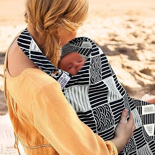 UHINOOS Nursing Cover for Mom Breastfeeding, Baby Privacy Nursing Covers Up Breathable Cotton with Ajustable Hoop for Mother (Black)