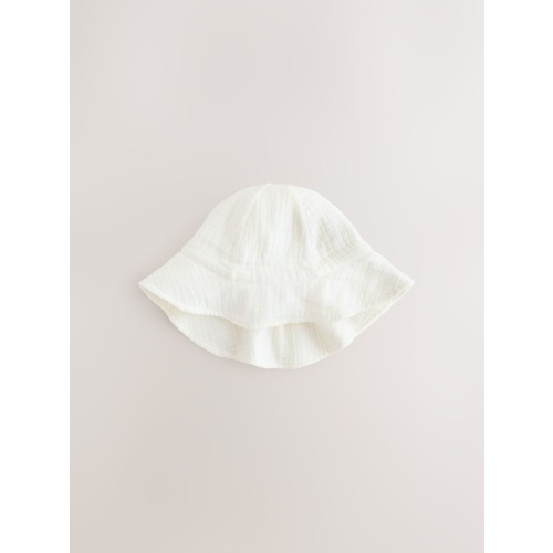 Ecru Woven Crinkle Baby Bucket Hat (0mths-2yrs)
