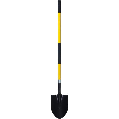 Heavy Duty Gardening Shovel, 56 Inch Round Blade with Fiberglass Handle (Yellow)