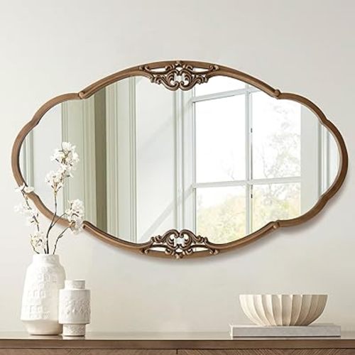 19.5"x33" Gold Mirror for Wall, Traditional Vintage Ornate Baroque Large Mirror Antique Style Wall Mounted Mirrors for Entryway, Fireplace, Living Room, Hallway, Bathroom