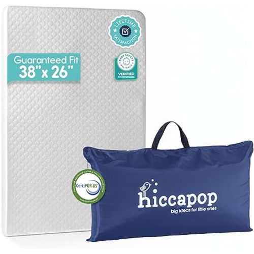 hiccapop Playard Mattress Pad (38"x26"x1.25"), Playpen Pad, Portable Crib Mattress with Carry Bag, 1.25" Thick