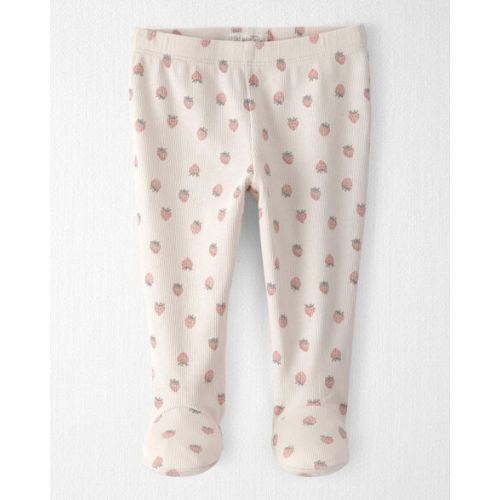 Baby Girl Organic Cotton Rib Footed Pants in Strawberry Print - Little Planet | Carter's