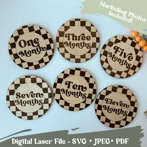 Checkered Birth Milestone SVG File, Laser Checkered File, Laser File, Baby Shower Gift, Digital File for Laser Owners, Checkered SVG, Trendy
