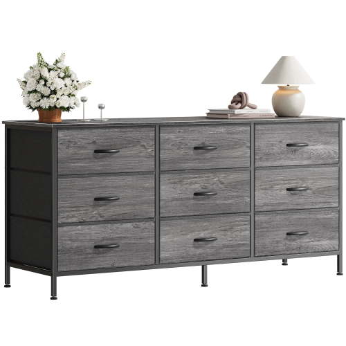 9 Drawer Bedroom Dresser with Storage, 47 Inch TV Stand for 50, 55 Inch TV, Fabric Chest for Closet