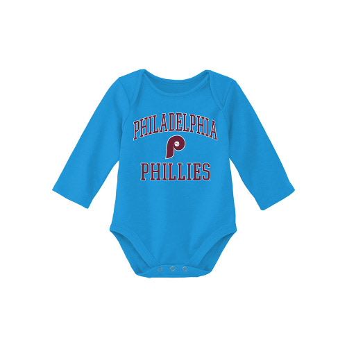 Philadelphia Phillies Baby Light Blue Coop Classic Long Sleeve One Piece