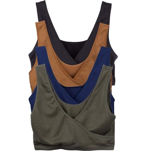 Caramel Cantina 4 Pack Nursing Maternity Women’s Sleep Comfort Bralette Bra