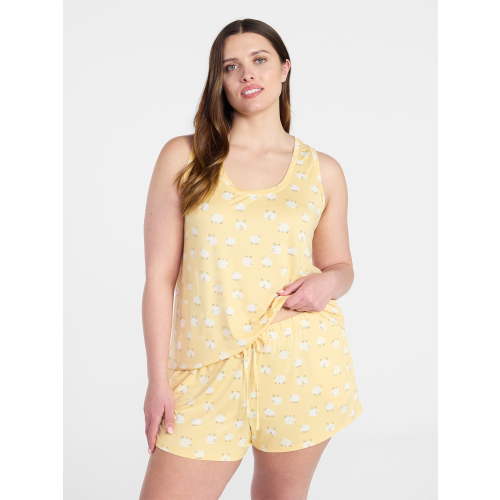 Joyspun Women's Tank Top and Shorts Pajama Set, 2-Piece, Sizes XS-3X