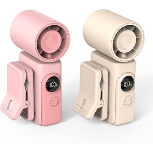 Hotsales Clip-On Portable Fan 2-Pack, 13500 RPM High-Speed Rechargeable Handheld Mini Fan, LED Display, 360° Rotating Detachable Clip, Stroller Fan for Baby, Travel Essentials, Gifts for Women & Men