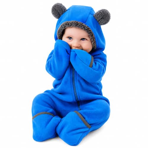 Cuddle Club Fleece Baby Bunting Bodysuit Hoodie, Newborn - 5T | Infant Romper Hooded Sweater Outfit, Car Seat Friendly, Convertible Mittens & Booties, Warm Jacket, Winter Suit Clothes