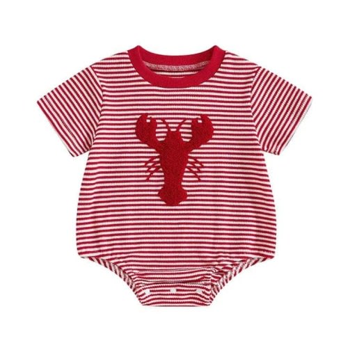Baby Boy Short Sleeve Striped Lobster Romper – The Trendy Toddlers