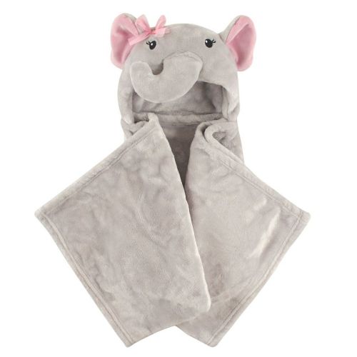 Hudson Baby Infant Girl Hooded Animal Face Plush Blanket, Pretty Elephants, One Size