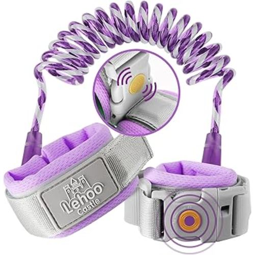 Lehoo Castle Toddler Leash, 4.9ft Kid Leash Wrist with Induction Lock, Anti Lost Wrist Link for Toddlers, Reflective Leash for Kids, Child Leashes for Toddlers (Purple)