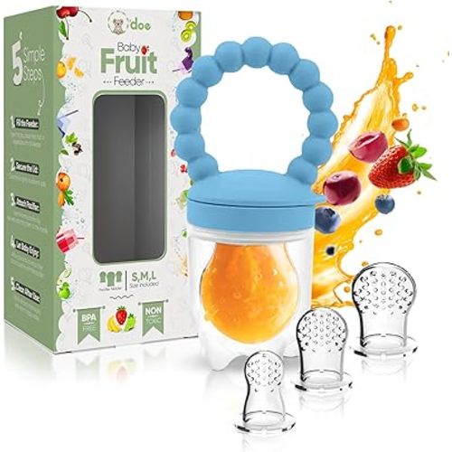 O’doe Fruit Feeder | Baby Fruit Feeder Pacifier with 1 Feeders and 3 Nipples | BPA-Free, Baby Food Feeder and Fruit Teether for Babies | Silicone Pacifier and Teething Soother | Ideal for Baby Feeding