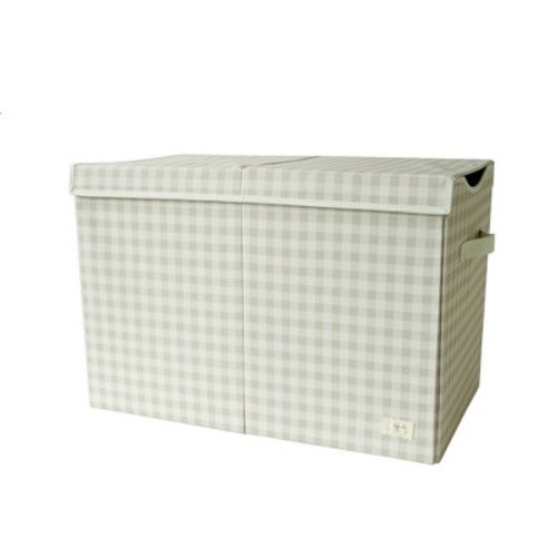 3 Sprouts Recycled Fabric Toy Chest - Gingham Beige