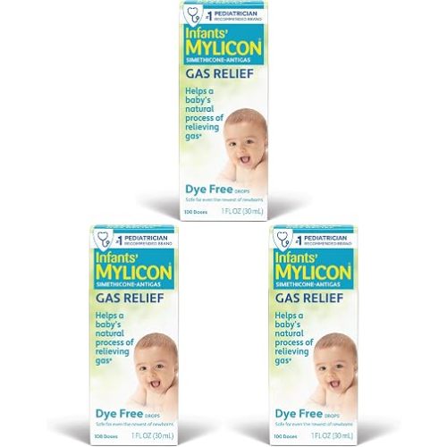 MYLICON Infants Gas Relief Drops for Infants and Babies, Dye Free Formula, 1 Fluid Ounce (Pack of 3)