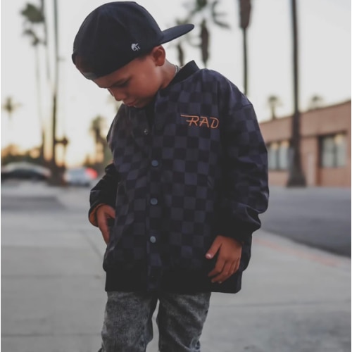 KIDS WATERPROOF LETTERMAN JACKET - CHECKERS