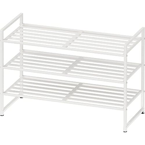 SIMPLE HOUSEWARE 3-Tier Stackable Metal Panel Shoes Rack, White