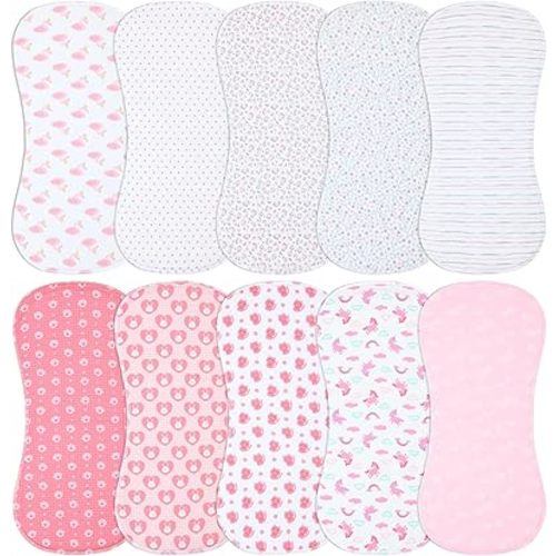 10-Pack Burp Cloths for Baby Boys and Girls - Organic Baby Burp Cloth,Baby Washcloths, Burp Rags, Large Neutral Burp Clothes for Newborn