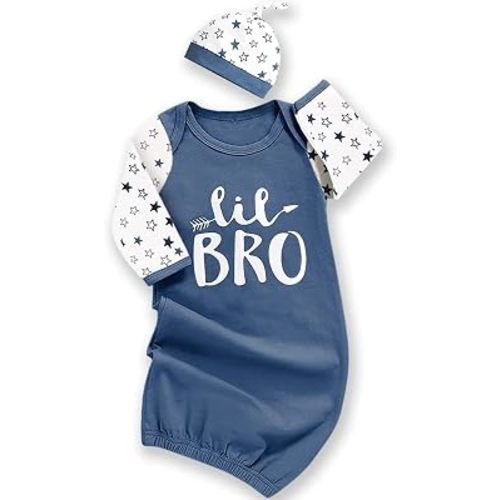 Newborn Baby Girl Little Sister Sleeper Gown Stripe Long Sleeve Nightgown Pajamas Gifts Stuff Essential Outfit