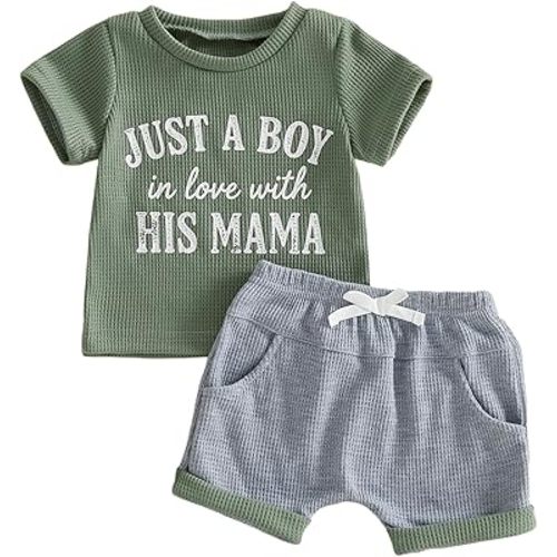 Toddler Boy Clothes Baby Summer Outfits Letter Print Short Sleeve T-Shirt Tops Casual Shorts Cute Clothing Set