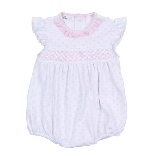 Gingham Dots Smocked Bubble in Pink