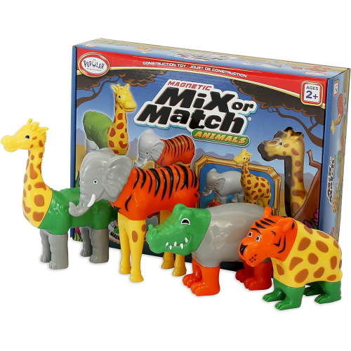 Magnetic Mix or Match Jungle Animals Toy Play Set, 16 Pieces