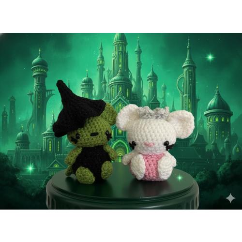 Elphaba & Glinda Amigurumi Mouse Set | Wicked Friends/Rivals Crochet Dolls