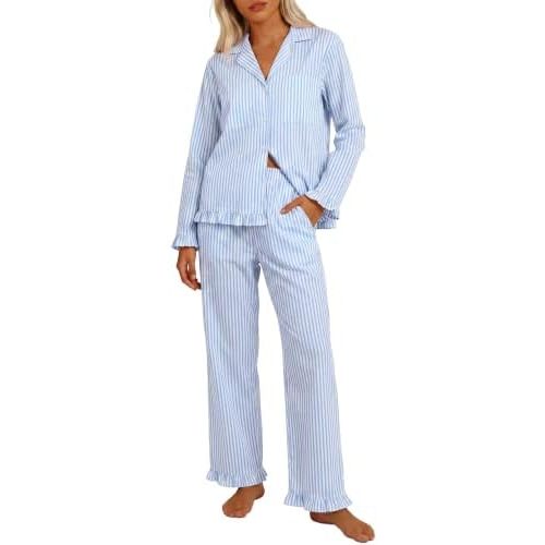 ANRABESS Womens Striped & Gingham Pajama Sets