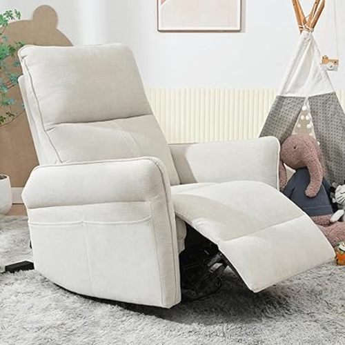 Glider Chair Swivel Rocker Recliner for Nursery, 360° Swivel Snowflake Velvet Manual Rocking Chair for Living Room, Bedroom, Small Spaces