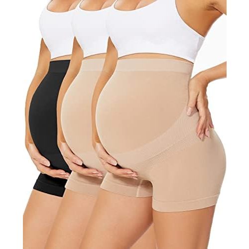 Womens Seamless Maternity Boyshort Underwear Over Bump, Pregnancy High Waisted Shapewear Panties for Support Belly