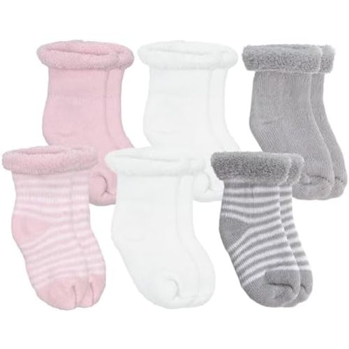 6 Pairs of Kushies Baby Terry Socks - Size 3-6 Months