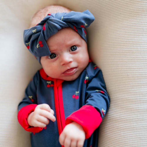 Infant Knot Head Bow in Cherries