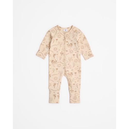 Organic Cotton Baby Footless Coverall - Cream Summer Days