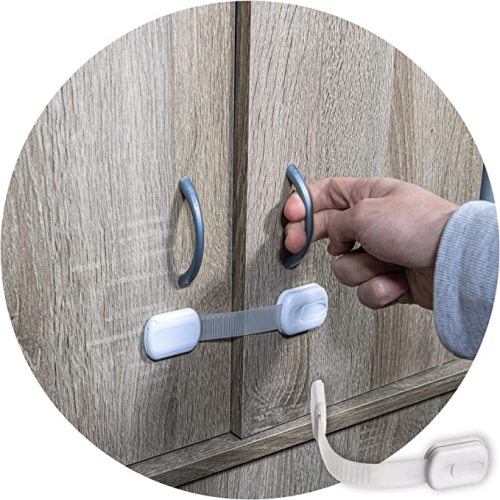 Inaya Baby Proofing Child Safety Locks 6-Pack, Child Proof Locks for Cabinets, Drawers, Fridge, Toilet Seat, Dishwasher, Trash Can, Cupboard - 3M - No Drilling - Baby Locks for Cabinets and Drawers