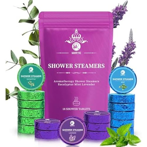 Shower Steamers Aromatherapy Gifts for Women, 18-Pack Organic Eucalyptus Lavender Mint Essential Oil Shower Bombs, Self Care Stress Relief Birthday or Easter Basket Stuffers Gifts for Mom/Wife/Friends