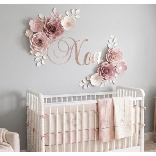 Mauve Rose Gold Paper Flower Set: Nursery Wall Decor